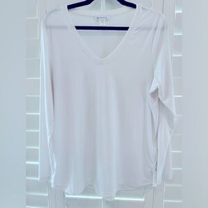 EUC Athleta LS Essential V Neck Top Size L Color - White